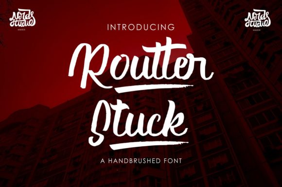 Routter Stuck Font Review: A Brushed Script for Bold Branding